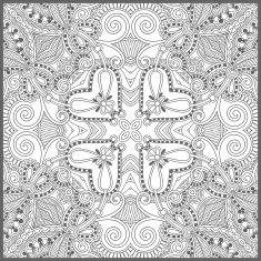 unique coloring book square page for adults - floral authentic N62
