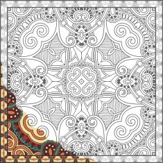 unique coloring book square page for adults - floral authentic N67