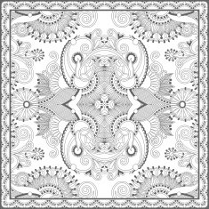 unique coloring book square page for adults - floral authentic N71