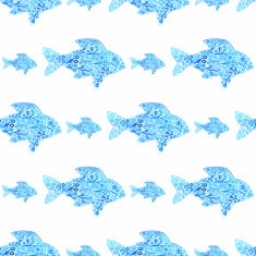 Fishes seamless watercolor background Fish pattern background vector illustration