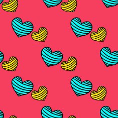 Seamless striped pattern with hearts on a pink background N2