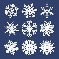 Set of white paper snowflakes