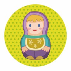 Matryoshka Russian traditional wooden doll vector pattern el N171