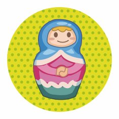 Matryoshka Russian traditional wooden doll vector pattern el N173