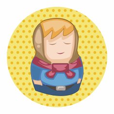 Matryoshka Russian traditional wooden doll vector pattern el N175