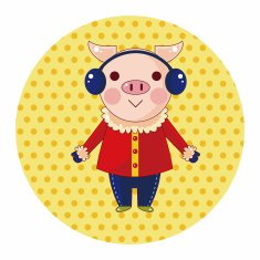 animal pig winter cartoon theme elements N2
