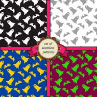 set of seamless patterns with ghosts and bats