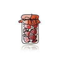 Jar with strawberry jam sketch for your design N2