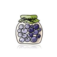 Jar with blueberry jam sketch for your design N2
