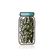 Bank of pickled cucumber sketch for your design N3