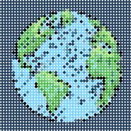 Digital dot of world blue background
