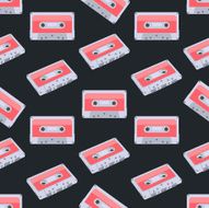 Seamless colorful background made of audio tapes in flat design