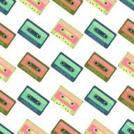 Seamless colorful background made of audio tapes in flat design N2