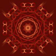 Abstract mandala on deep red background with gradients