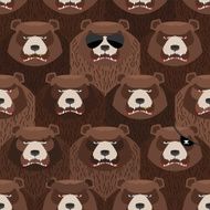 Seamless pattern of brown angry bear