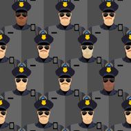 Police officers seamless pattern police stand guard Vector bac