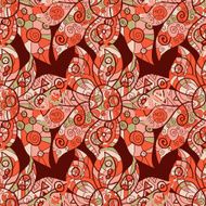 Abstract oriental endless wallpaper in red color