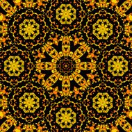 Endless mandala design Yellow coloured endless tiled pattern
