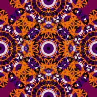 Brignt orange and red seamless mandala pattern