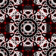 Mandala seamless in red black and white color N2