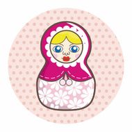 Matryoshka Russian traditional wooden doll vector pattern el N178