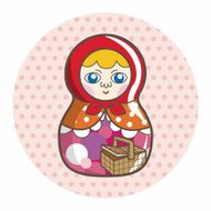 Matryoshka Russian traditional wooden doll vector pattern el N180