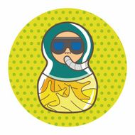 Matryoshka Russian traditional wooden doll vector pattern el N183