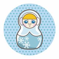Matryoshka Russian traditional wooden doll vector pattern el N184