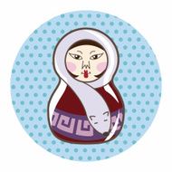 Matryoshka Russian traditional wooden doll vector pattern el N185