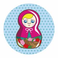 Matryoshka Russian traditional wooden doll vector pattern el N187