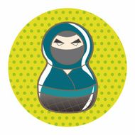 Matryoshka Russian traditional wooden doll vector pattern el N188