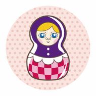 Matryoshka Russian traditional wooden doll vector pattern el N189