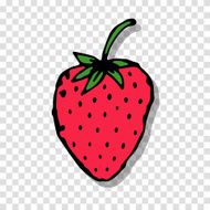Strawberry sketch on transparent background for your design