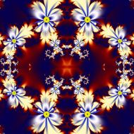 Flower pattern in fractal design Blue brown and white palette N2