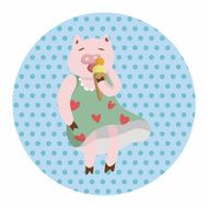 animal pig summer cartoon theme elements N2