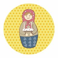 Matryoshka Russian traditional wooden doll vector pattern el N190
