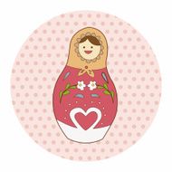 Matryoshka Russian traditional wooden doll vector pattern el N193