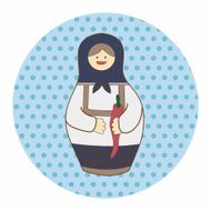 Matryoshka Russian traditional wooden doll vector pattern el N194