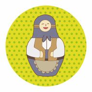 Matryoshka Russian traditional wooden doll vector pattern el N195