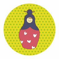 Matryoshka Russian traditional wooden doll vector pattern el N196