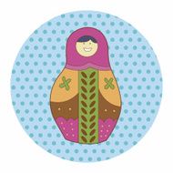 Matryoshka Russian traditional wooden doll vector pattern el N197