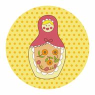 Matryoshka Russian traditional wooden doll vector pattern el N198