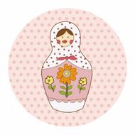Matryoshka Russian traditional wooden doll vector pattern el N199