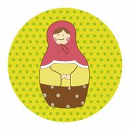 Matryoshka Russian traditional wooden doll vector pattern el N200