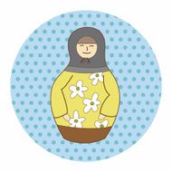 Matryoshka Russian traditional wooden doll vector pattern el N201