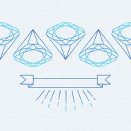 Vector seamless pattern Line diamond stone and ribbon Jewelry illustration