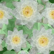 Pattern with blooming water lilies in triangles style N2