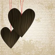 Happy valentine's day grunge background with wooden heart