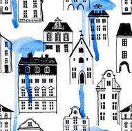 Seamless pattern with houses N16
