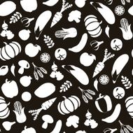 Black and Wihte Background with Healthy Food Vegetables fruits